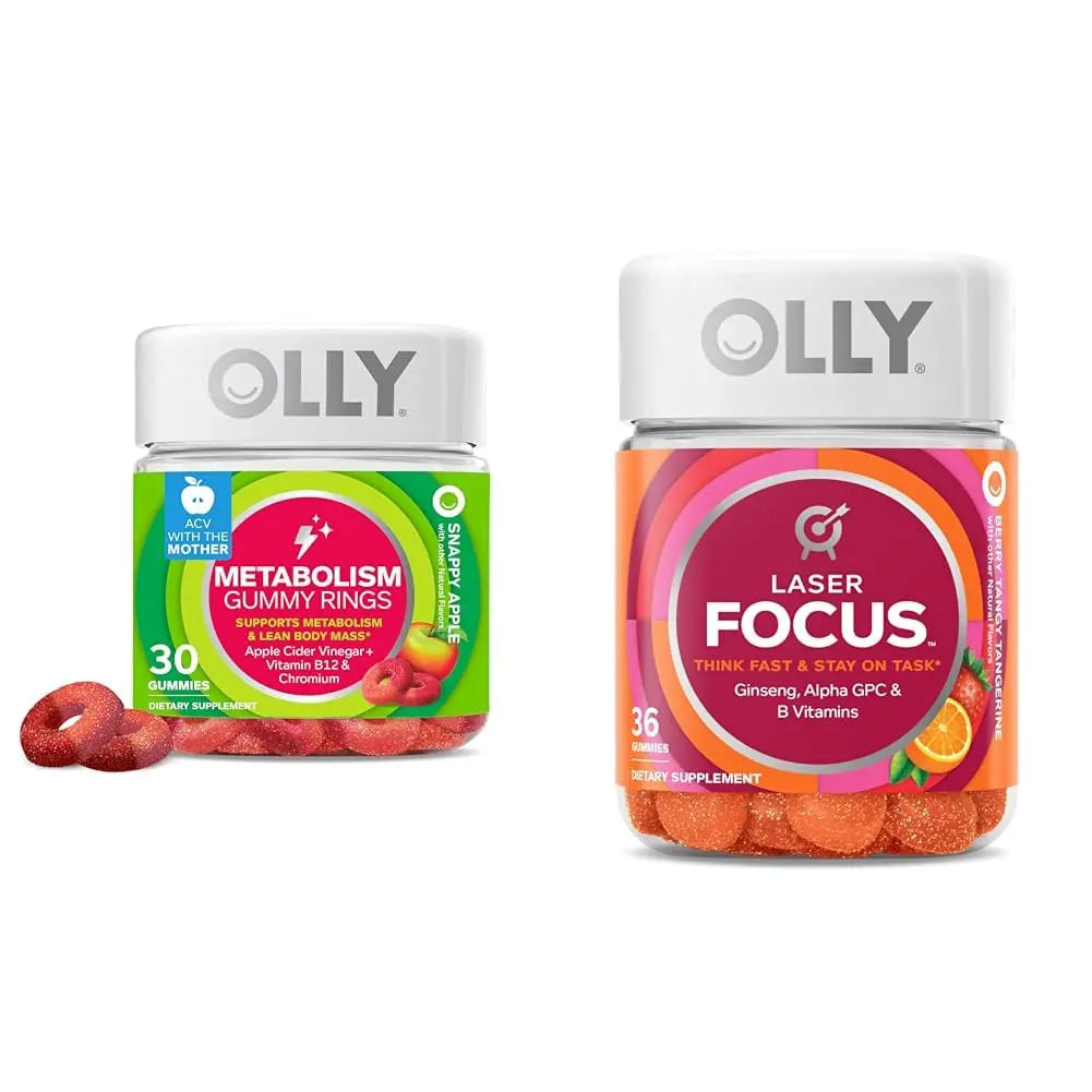 OLLY Metabolism 30 Count & Laser Focus 36 Count Gummy Vitamin Bundles OLLY Au supplements