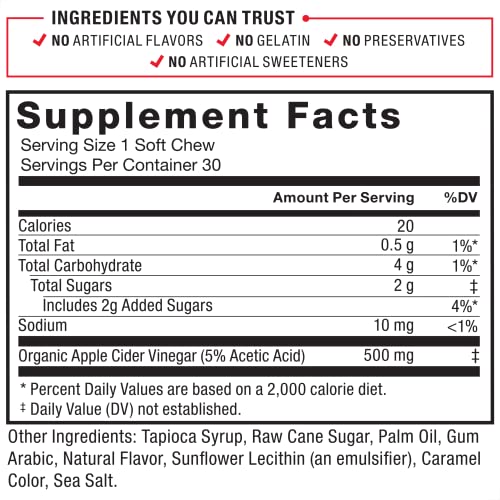 Force Factor Organic Apple Cider Vinegar Soft Chews for Digestion and Metabolism Support Force Factor Au supplements