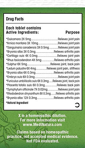 MediNatura T-Relief Extra Strength Arthritis Pain Reliever Arnica +12 Natural Medicines for Joint Soreness Stiffness Aches, Quick Dissolving Pain Relief for Women & Men - 100 Tablets (4 Pack) MediNatura Au supplements