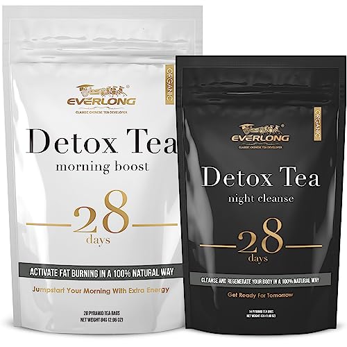EVERLONG Detox Tea 28 Day Morning Boost Tea and Night Cleanse Tea, Burn Fat and Boost EVERLONG Au supplements