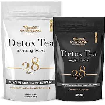 EVERLONG Detox Tea 28 Day Morning Boost Tea and Night Cleanse Tea, Burn Fat and Boost EVERLONG Au supplements