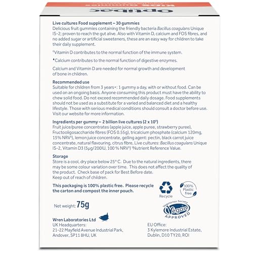 Optibac Kids Probiotic with Vitamin D & Calcium for Immune System Support & Gut Health OptiBac Au supplements