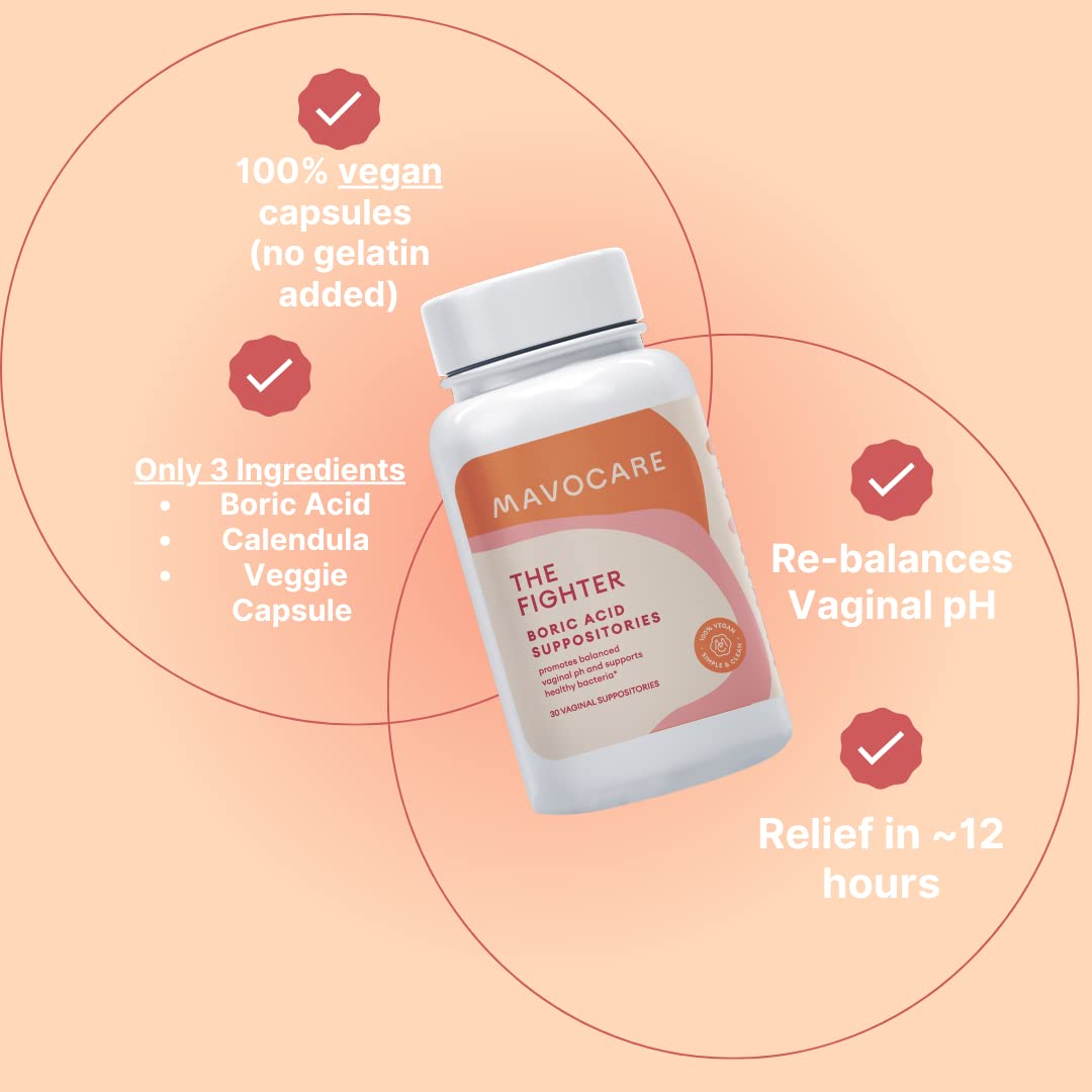 MavoCare, Inc. Boric Acid 600mg The Fighter with Added Calendula Vegan Capsule- Fights BV and Irritation- Gentle MavoCare, Inc. Au supplements