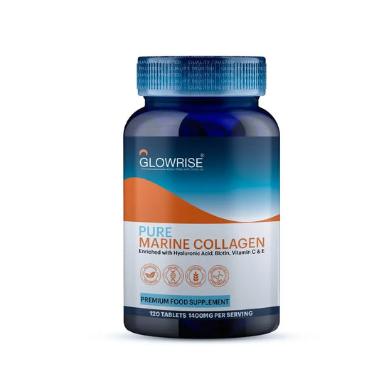Pure Marine Collagen 120 Tablets 1400mg - Premium Blend with Hyaluronic Acid, Biotin, Vitamin C & E GLOWRISEAU supplements