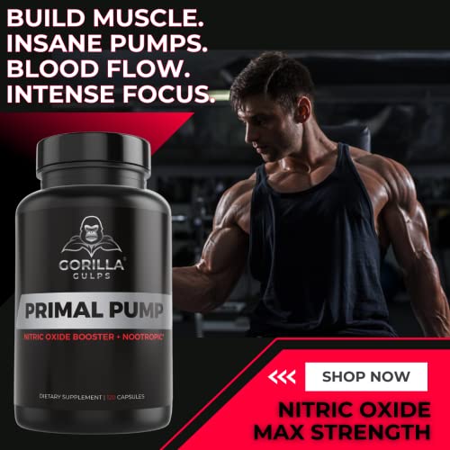Gorilla Gulps - Primal Pump Nitric Oxide Supplement Nootropic 1500mg Nitrosigine L Gorilla Gulps Au supplements