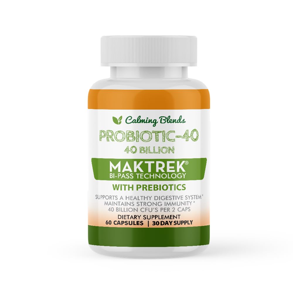 CALMING BLENDS Probiotic, 40 Billion CFU, Bi-Pass Delivery System for Maximum Effectiveness, Shelf Stable, 60 Vegetable Capsules CALMING BLENDS Au supplements