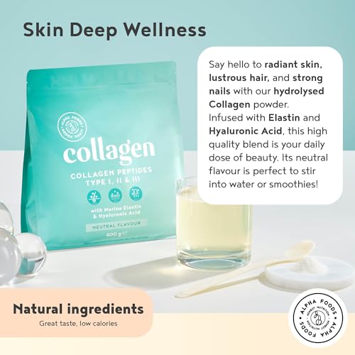 Collagen Powder with Hyaluronic Acid 400g - Collagen Peptides Supplement + Amino Acids Alpha Foods Au supplements