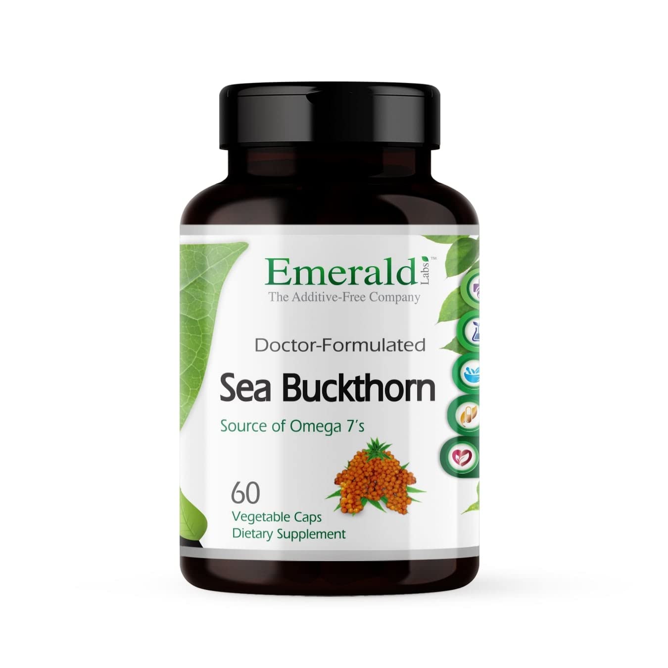 EMERALD LABS Sea Buckthorn - Dietary Supplement with Vitamins C, E & Omega 7 - Supports Adrenal, Energy, Skin & Immune Health - 60 Vegetable Capsules (30-Day Supply) EMERALD LABS Au supplements