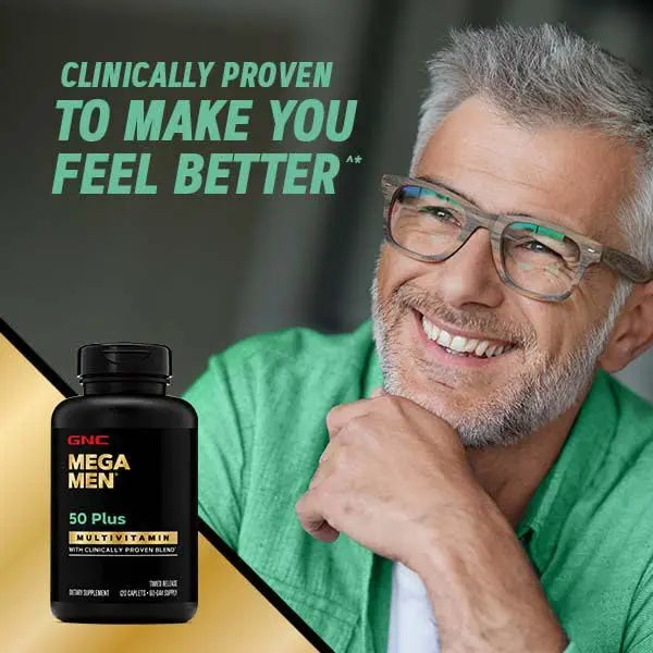 GNC Mega Men 50 Plus Multivitamin | Antioxidants | Heart Health | Prostate and Circulatory Support | 120 Count GNC Au supplements