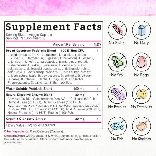 Bonawell Probiotics for Women 100B, with Organic Prebiotic, Cranberry for Feminine Health Bonawell Au supplements