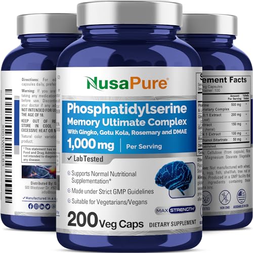 NusaPure Phosphatidylserine Memory Ultimate Complex 1000mg 200 Vegetarian Caps NusaPure Au supplements