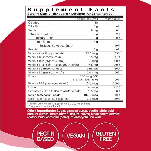 VitaDrops Multivitamin Jelly Beans, Women & Men, Source of Vitamin A C D E B-3 B-6 & Biotin, Supports Immune System, Pectin Based VitaDrops Au supplements