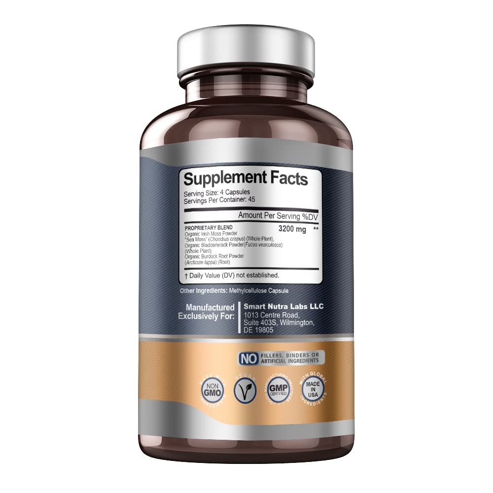 SMART NUTRA LABS Organic Sea Moss 3200MG Per Serving- 180 Vegan SMART NUTRA LABS Au supplements