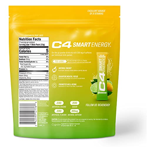 C4 Smart Energy Powder Stick Packs - Sugar Free Performance Fuel & Nootropic Brain Cellucor Au supplements