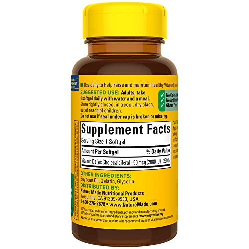 Nature Made Vitamin D3 2000 IU (50 mcg), Dietary Supplement for Bone, Teeth, Muscle Nature Made Au supplements
