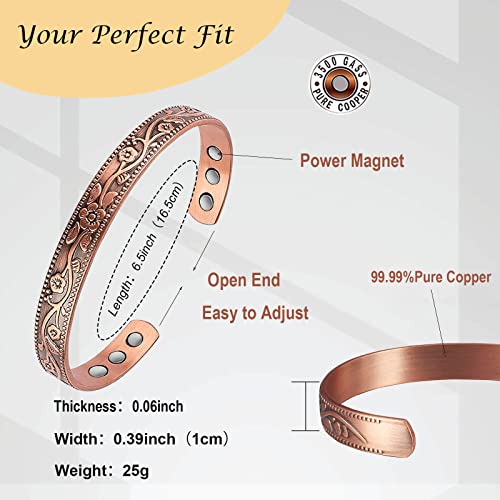 UtenoTureH Magnetic Copper Bracelet for Women for Arthritis, 6.5'' Adjustable Solid Copper Bracelet UtenoTureH Au supplements