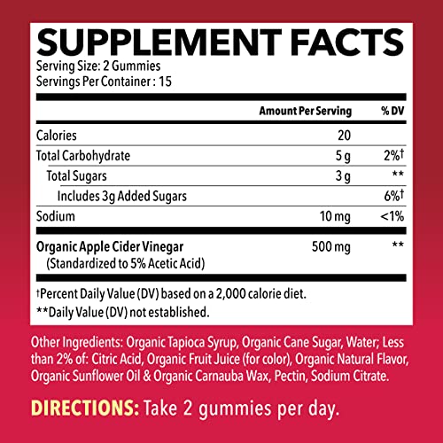 HAVASU NUTRITION Organic Apple Cider Vinegar Gummies with The Mother | Metabolism Stomach Control & Energy Support | Vegan & Non-GMO Natural Apple Flavor | 30 Count HAVASU NUTRITION Au supplements