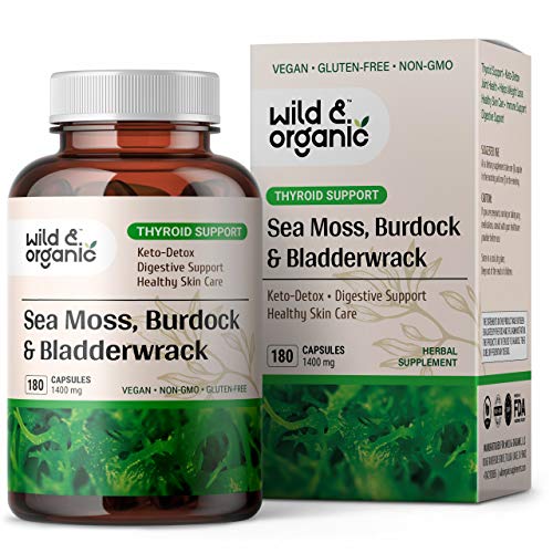 Sea Moss Capsules - 180 Caps Wildcrafted Irish Moss, Burdock Root & Bladderwrack Wild & Organic Au supplements