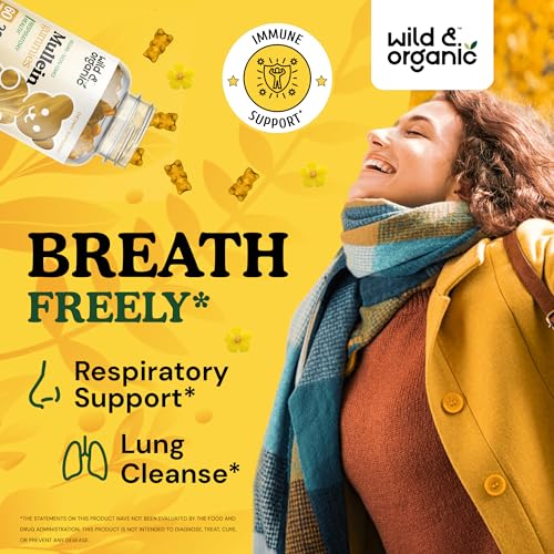 Wild & Organic Mullein Gummies - Daily Dietary Supplement for Respiratory, Digestive Wild & Organic Au supplements