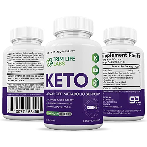 (2 Pack) Trim Life Labs Keto Pills Includes Apple Cider Vinegar Patented goBHB Justified Laboratories Au supplements
