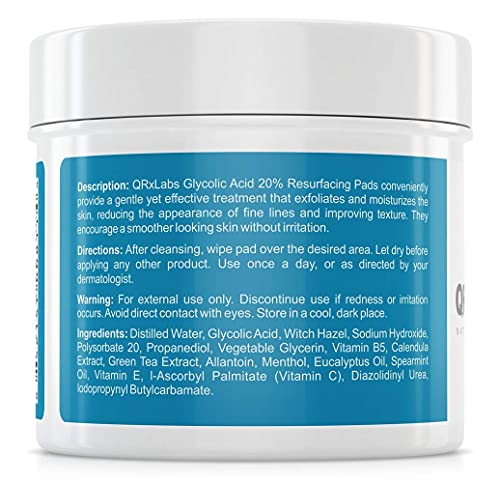 QRxLabs Glycolic Acid 20% Resurfacing Pads for Face & Body with Vitamins B5 QRxLabs Au supplements