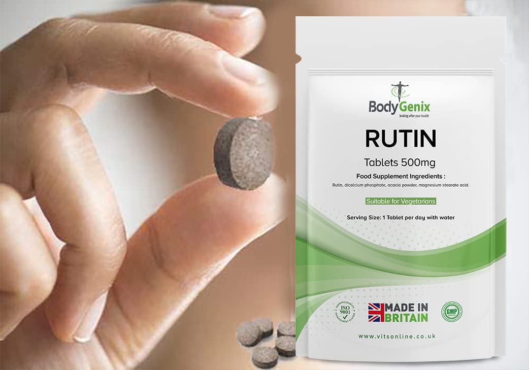 Bodygenix Rutin 500mg Tablets CAPILLARIES, VARICOSE Veins, Hemorrhoids Veg Friendly Bodygenix Au supplements