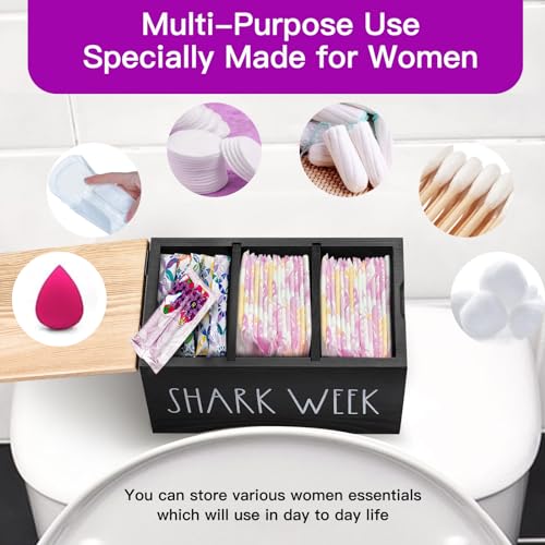 MISTOD Tampons Holder for Bathroom, Pad and Tampon Organizer with Tray Lid, Wooden Feminine MISTOD Au supplements