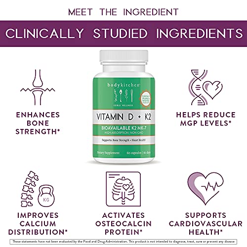 Body Kitchen Vegan Plant-Based Vitamin D3 + K2 (MK7) Supplement, Bone and Heart Body Kitchen Au supplements