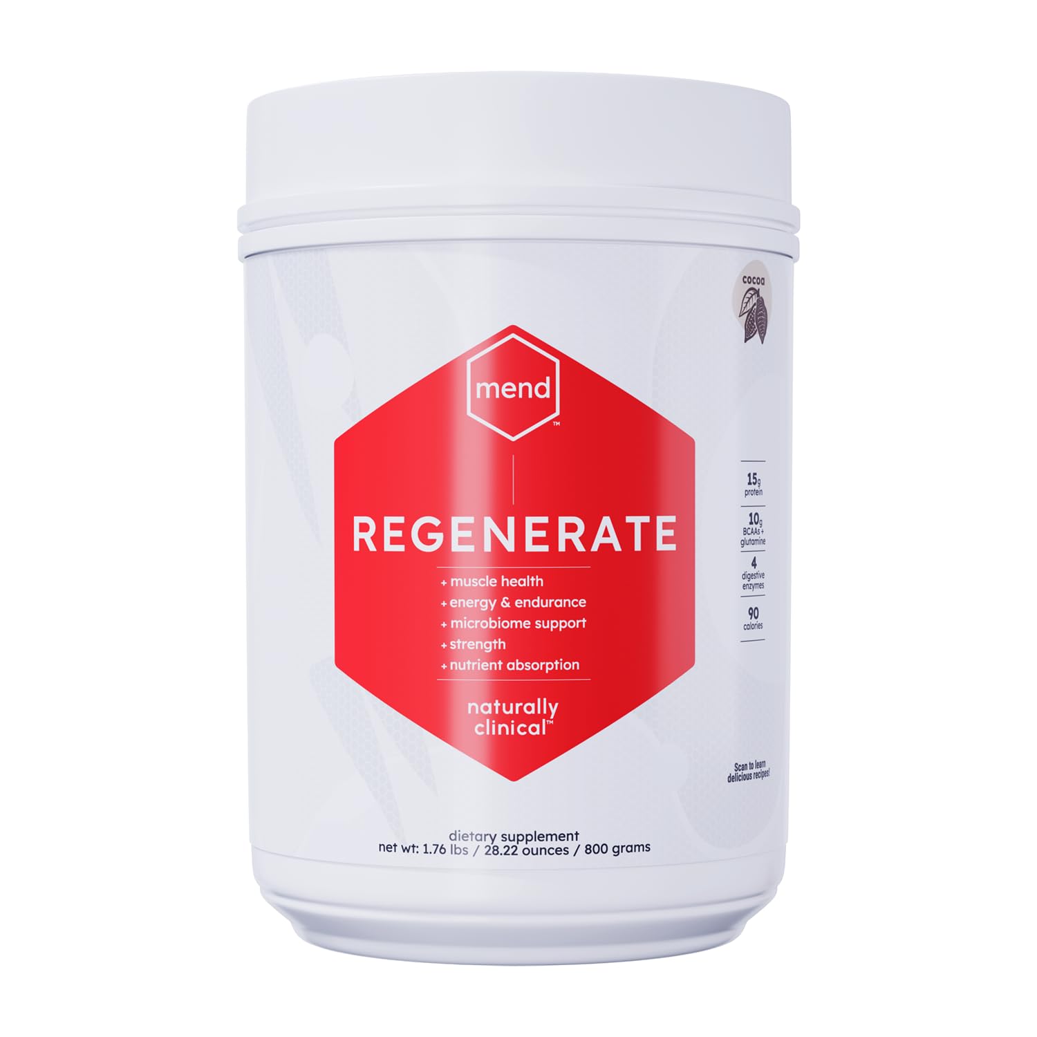 MEND Regenerate, Post Workout Recovery, Immune Support, and Sports Nutrition Supplement for Men and Women - Natural, Gluten Free, and Non-GMO - Cocoa Protein Powder, 20 Servings MEND Au supplements