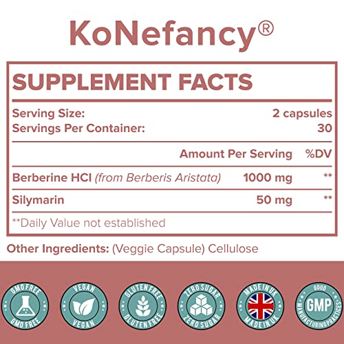 KoNefancy Berberine HCL Supplement 1000mg, High Absorption Berberine Plus Vegan KoNefancy Au supplements