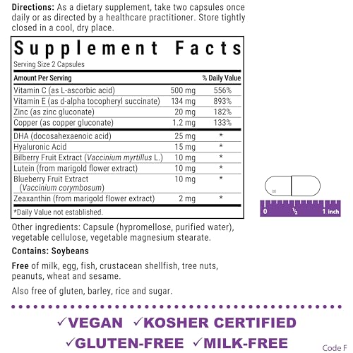 Bluebonnet Nutrition Eye Care Macular & Blue, Eye Health & Blue Light Support*, Vegan, Kosher-Certified, Gluten-Free, Dairy-Free, 60 Vegetable Capsules, 30 Servings BlueBonnet Au supplements