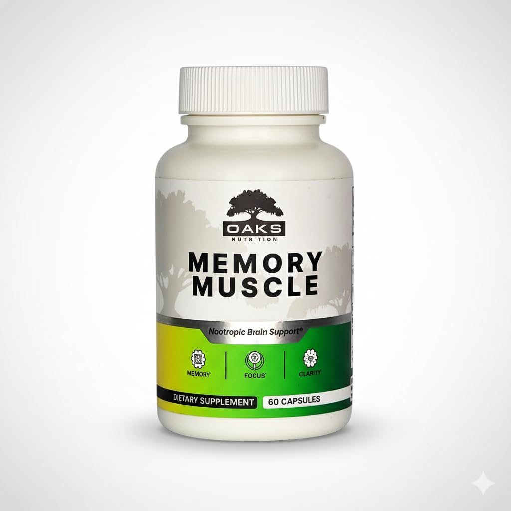 Memory Muscle – Advanced Nootropic Brain Supplement with Vitamin B12, Bacopa Monnieri & DMAE for Focus, Memory, Mental Clarity & Clean Energy – Premium Cognitive Support Formula Oaks Nutrition Au supplements