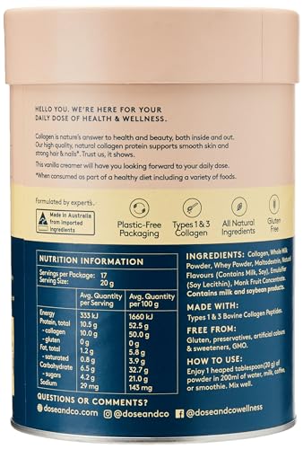 Dose & Co Collagen Creamer in Vanilla Flavour - 340g Powder Supplement DOSE & CO Au supplements
