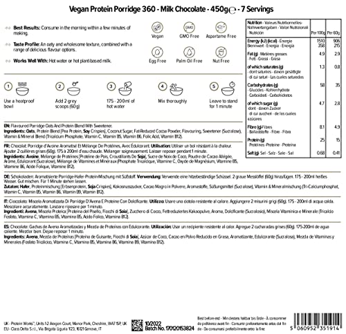 Protein Works - Vegan Protein Porridge 360 | High Protein Breakfast | Plant-Based | Chocolate | 450g THE PROTEIN WORKS Au supplements