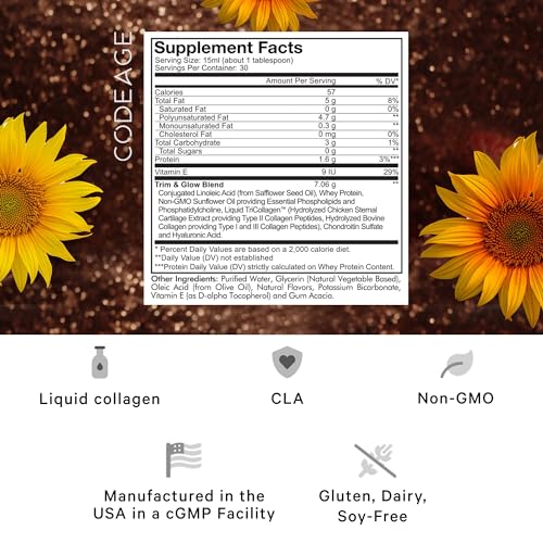Codeage Liquid Collagen Supplement Chocolate Flavor, Beauty Trim & Glow Liposomal Codeage Au supplements