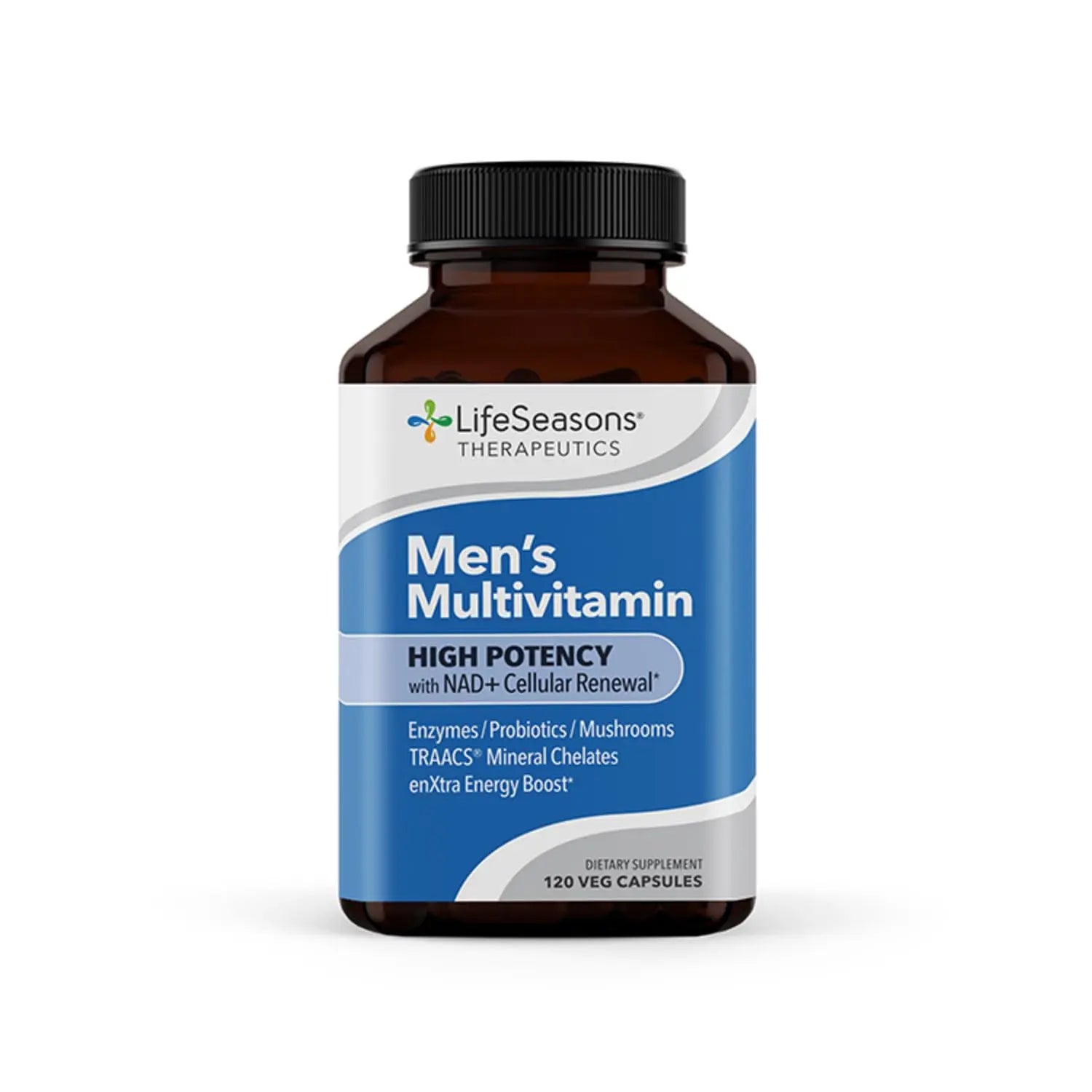 LifeSeasons Men's Multivitamin – High Potency with 21 Vitamins & Minerals, PureWay-C®, NAD+, Active B-Vitamins, TRAACS® Chelates, enXtra® for Energy, Probiotics & Mushrooms – 120 Veg Capsules LifeSeasons Au supplements