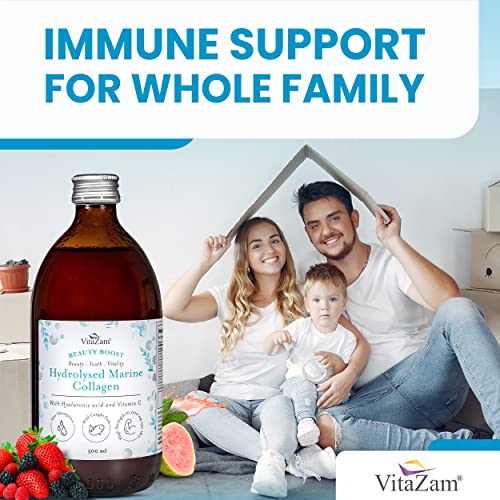 VitaZam Marine Collagen Liquid 10000mg with Hyaluronic Acid, Hydrolysed Peptide, Biotin for Hair, Skin, Nails, Joint, and Muscles, 500 ml VitaZam Au supplements