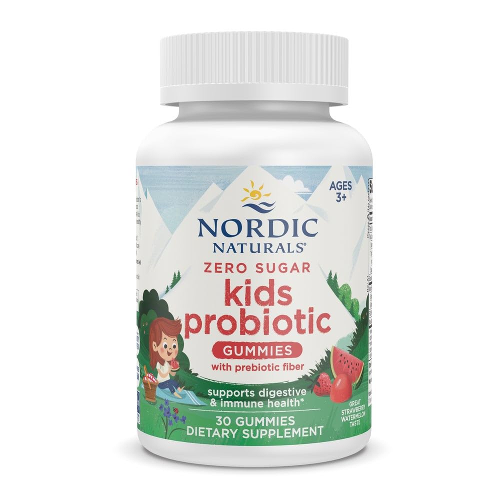 Nordic Naturals Vegan Probiotic Gummies Bundle - Zero Sugar Kids Probiotic Gummies - Strawberry Watermelon Flavor - 30 Gummies, Zero Sugar Probiotic Gummies - Strawberry Watermelon Flavor - 40 Gummies Nordic Naturals Au supplements