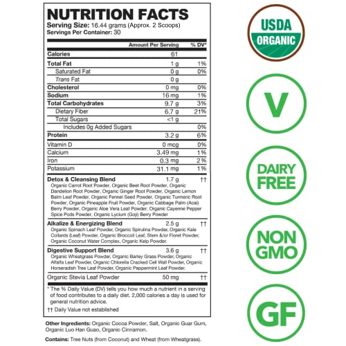 Detox Organics Chocolate Superfood Powder, Detox Cleanse for your Body, Bloating Relief Detox Organics Au supplements