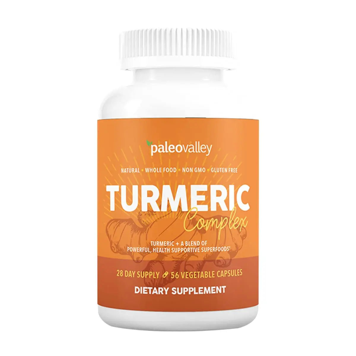 Paleovalley - Organic Turmeric Complex - Full Spectrum Organic Turmeric with Health-Supportive Superfoods - 56 Vegetarian Capsules - Support Joints, Immunity, Brain and Heart Health Paleovalley Au supplements