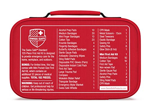 Swiss Safe 2-in-1 First Aid Kit (120 Piece) + Bonus 32-Piece Mini Kit Swiss Safe Au supplements