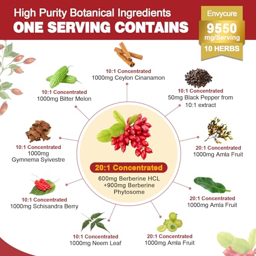 Berberine Supplement 1500mg with Ceylon Cinnamon, Bitter Melon, Banana Leaf envycure Au supplements