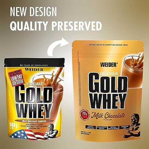 Weider Gold Whey (500g) Milk Chocolate Flavour. Ultrafiltrated Proteins from 100% Whey Protein Weider Au supplements