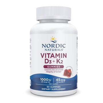 Nordic Naturals Vitamin D3 + K2 Gummies, Pomegranate - 60 Gummies - 1000 IU Vitamin D3 + 45 mcg K2 - Great Taste - Bone Health, Promotes Healthy Muscle Function - Non-GMO - 60 Servings Nordic Naturals Au supplements