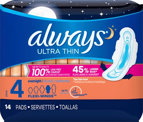 Always Ultra Thin Size 4 Overnight Pads With Wings Unscented, 14 Count (3700030165) Always Au supplements