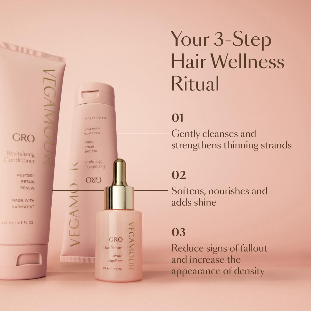 VEGAMOUR GRO Revitalizing Shampoo, Support Thicker, Fuller Looking Hair, Shampoo Formulated Without Sulfates for Thinning Hair with Vegan Keratin, Natural Citrus Scent (8 fl. oz.) VEGAMOUR Au supplements