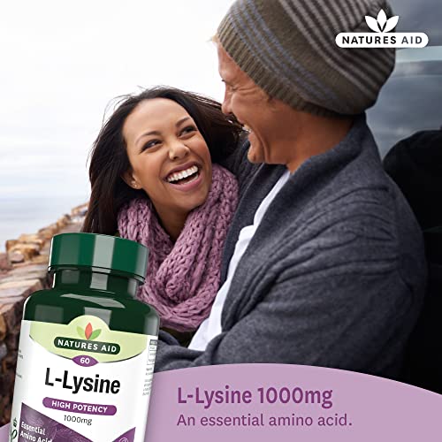 Natures Aid L-Lysine 1000 mg, High Potency Essential Amino Acid, Vegan, 60 Tablets natures aid Au supplements