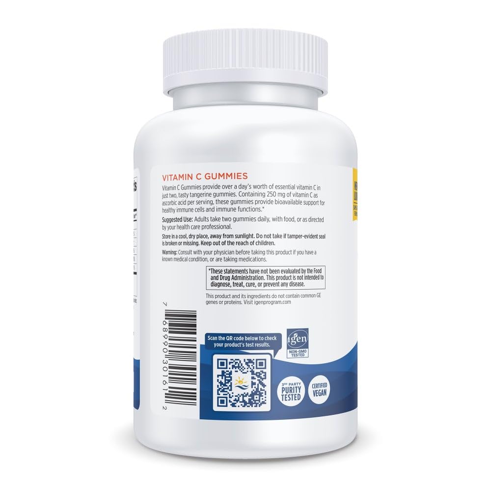 Nordic Naturals Vitamin C Gummies, Tart Tangerine - 120 Gummies - 250 mg Vitamin C - Immune Support, Antioxidant Protection, Child Growth & Development - Non-GMO, Vegan - 60 Servings Nordic Naturals Au supplements