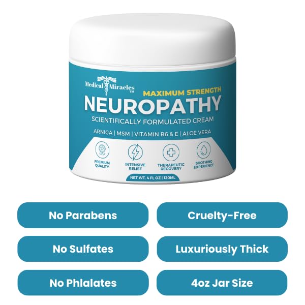 Medical Miracles Neuropathy Cream | Nerve Therapy Max-Potency Relief Cream for Feet, Hands, Legs, and Toes - Enriched with Arnica, Vitamin B6, Aloe Vera, MSM - Crafted for Exceptional Relief 4oz Medical Miracles Au supplements