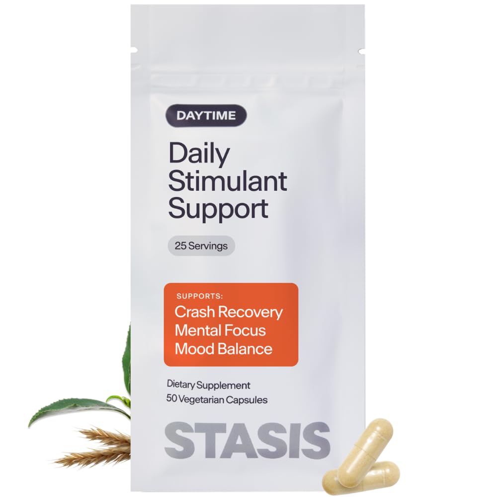 Stasis Daytime Energy & Focus Supplement for Men & Women with Vitamin D3, L Theanine, Ashwagandha & CoQ10, Cognitive Support Capsules for Morning Routines, Vegan, Non GMO, 25 Servings, 1 Month Supply STASIS Au supplements
